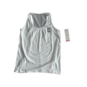 LUCKY IN LOVE White Racerback Logo Tank Top Size Medium NEW New with tags